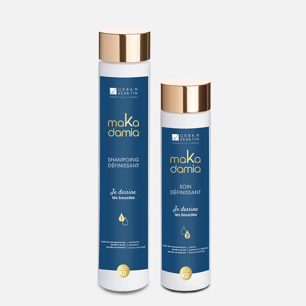 DUO SHAMPOING + SOIN "CHEVEUX BOUCLÉS" MAKADAMIA Urbaine Keratin Made in France