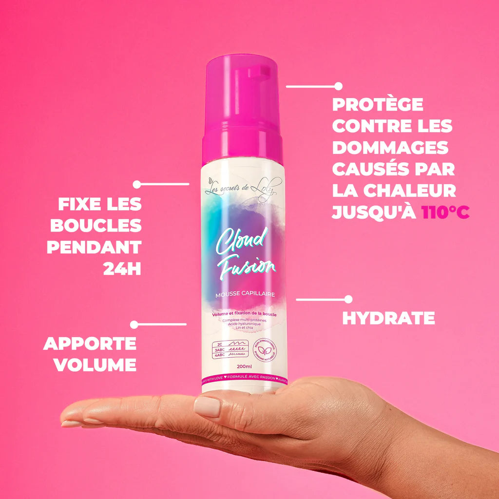 Les Secrets de Loly Cloud Fusion 200ml — Mousse Coiffante Légère Boucles Multi-Textures