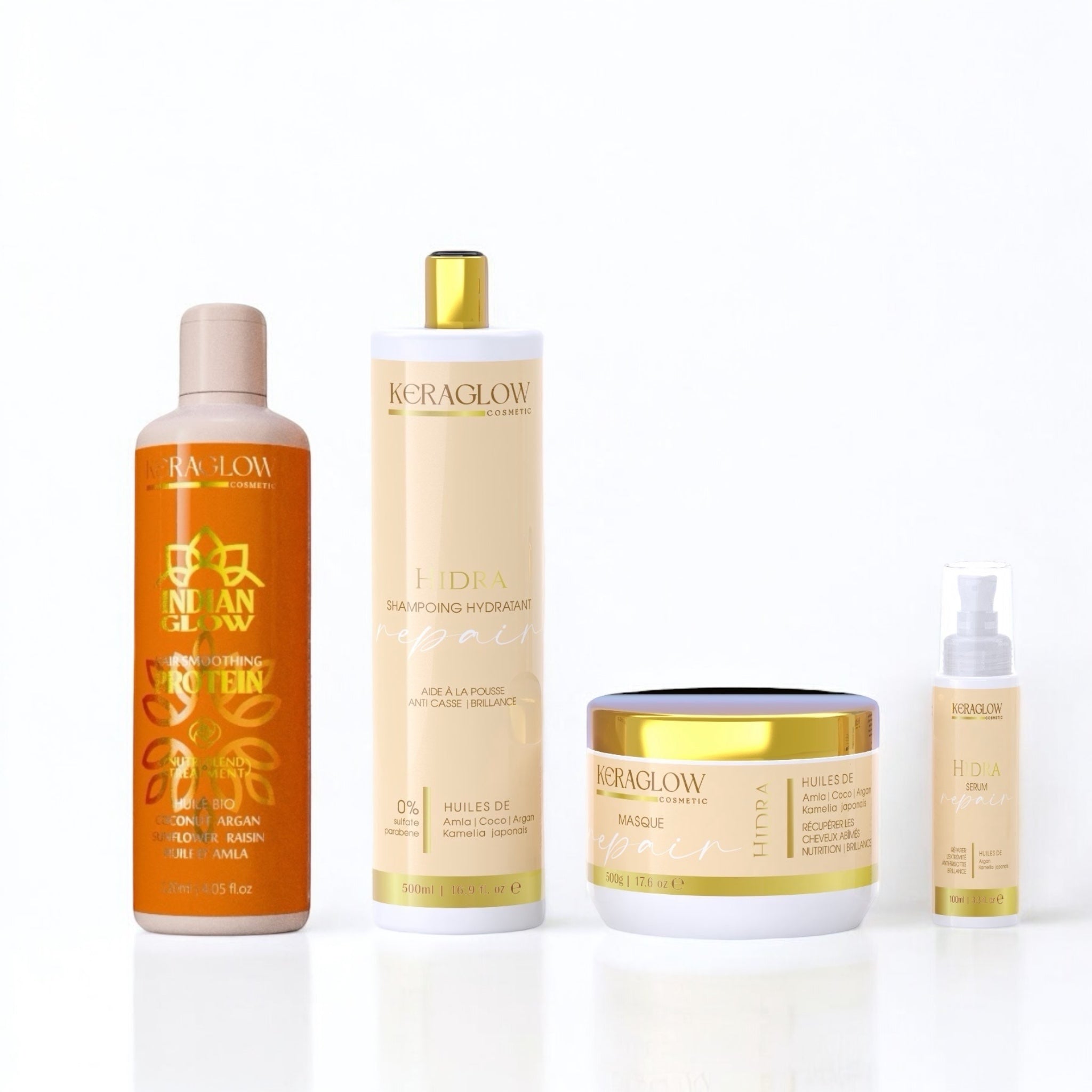 Lissage indien Keraglow 120ml+ shampooing - masque et sérum compris