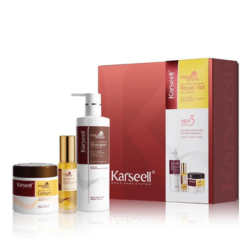 Coffret Karseell Collagène, Shampoing & Huile d’Argan | Réparation & Brillanc