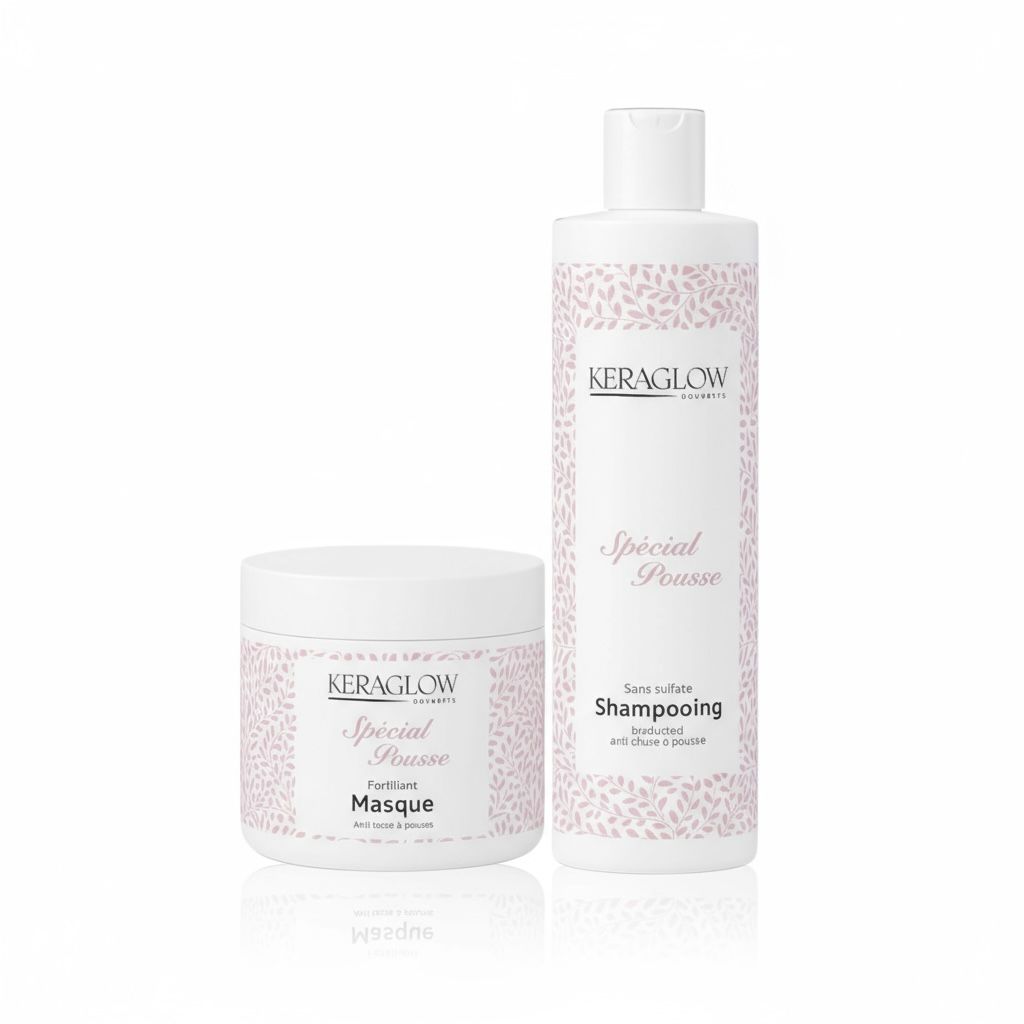 12er-Packung KERAGLOW Shampoo, Spezial-Haarwuchsmaske & Energiespendendes Anti-Haarausfall-Öl – sulfatfrei 