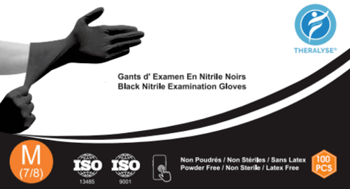 Gants noir jetable nitrile, 3.8 gr, non poudrés noir ou blanc  en455- en374