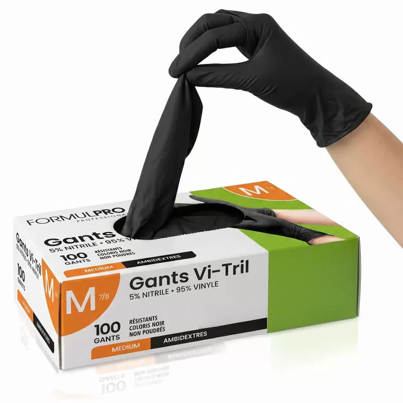 Gants noirs VINI vinyle nitrile taille Medium