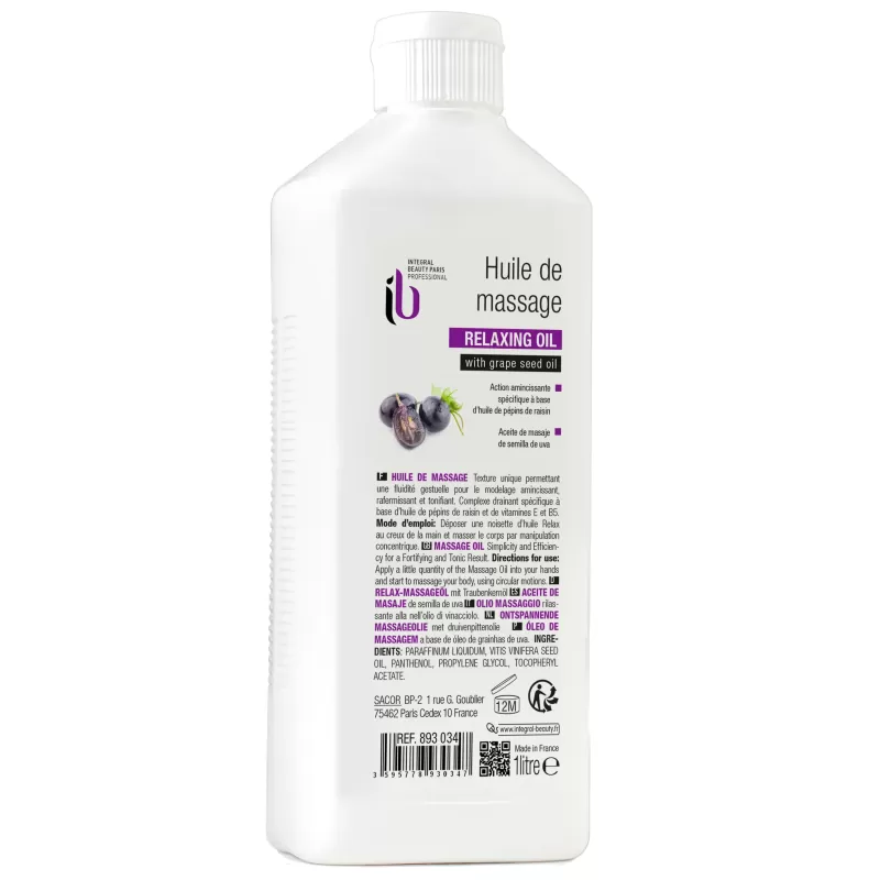 Huile de Modelage Visage Corps 1L Pépins de Raisin