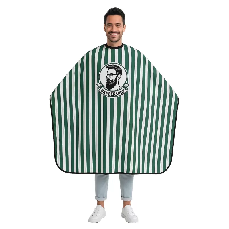 Maxi Cape Coupe GM Rayée Verte Barber-Shop Academy