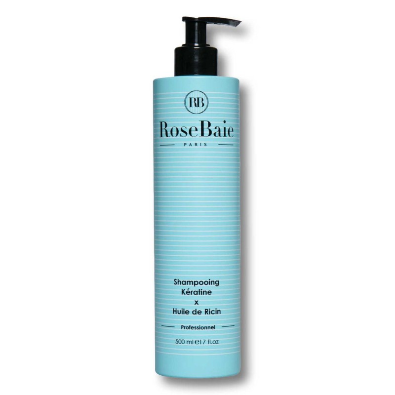 Shampoing sans sulfate - kératine x huile de ricin Rose Baie - 500ml