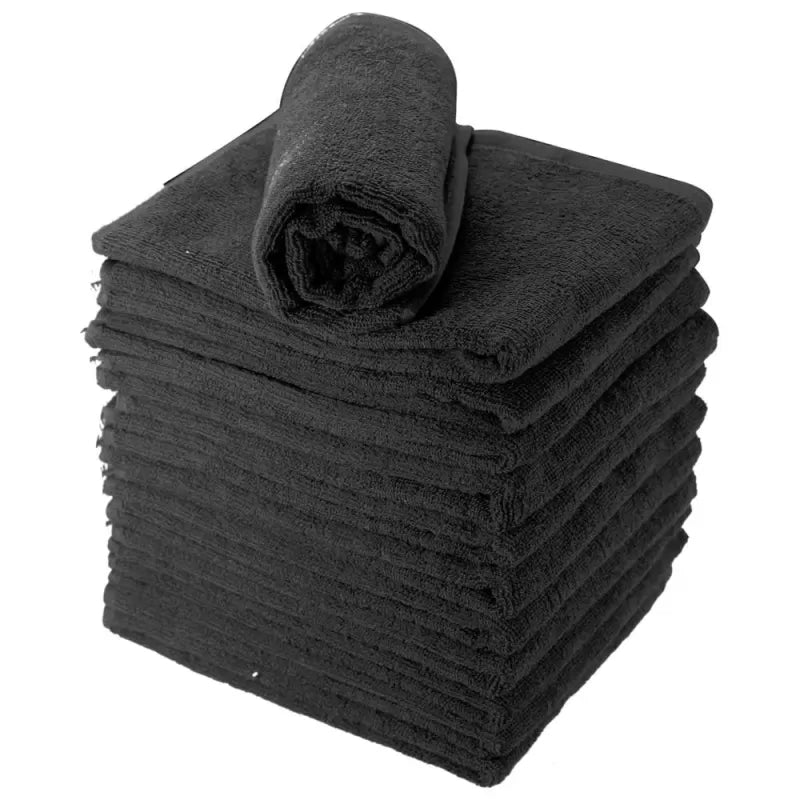 Serviettes Coiffure Noires 100% Coton 50x90cm Lot de 6 Academy