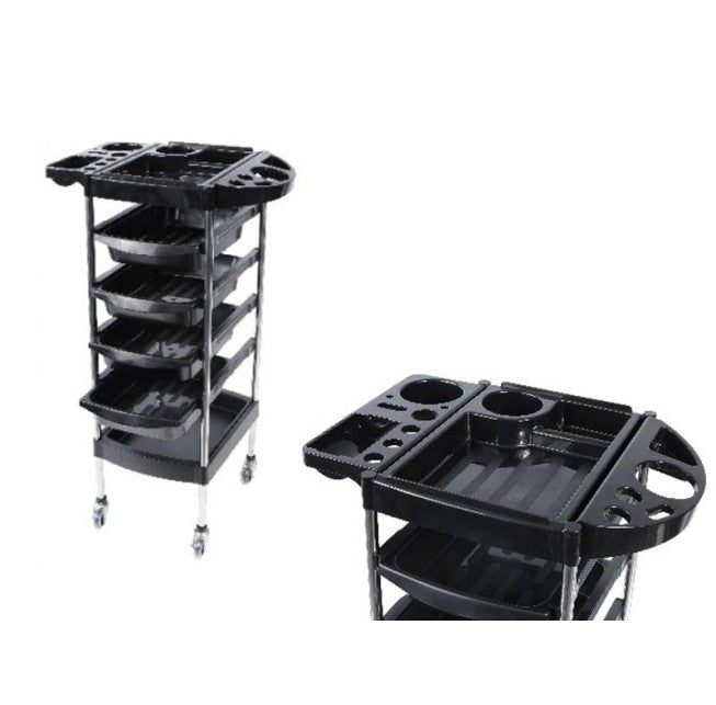 Table COLECO Noir — 4 Tiroirs + 2 Plateaux