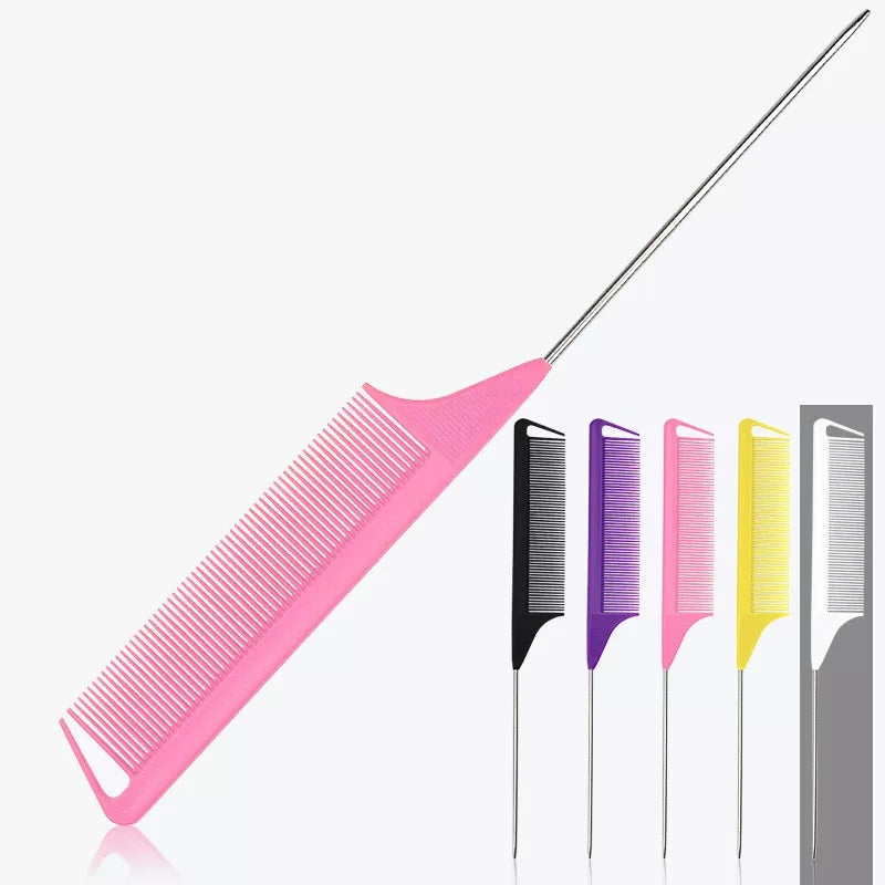 Peigne queue de Rat antistatique à dents fines épingle métallique, 220x28x4mm accesoires coiffures outils de beauté 3 couleurs disponible