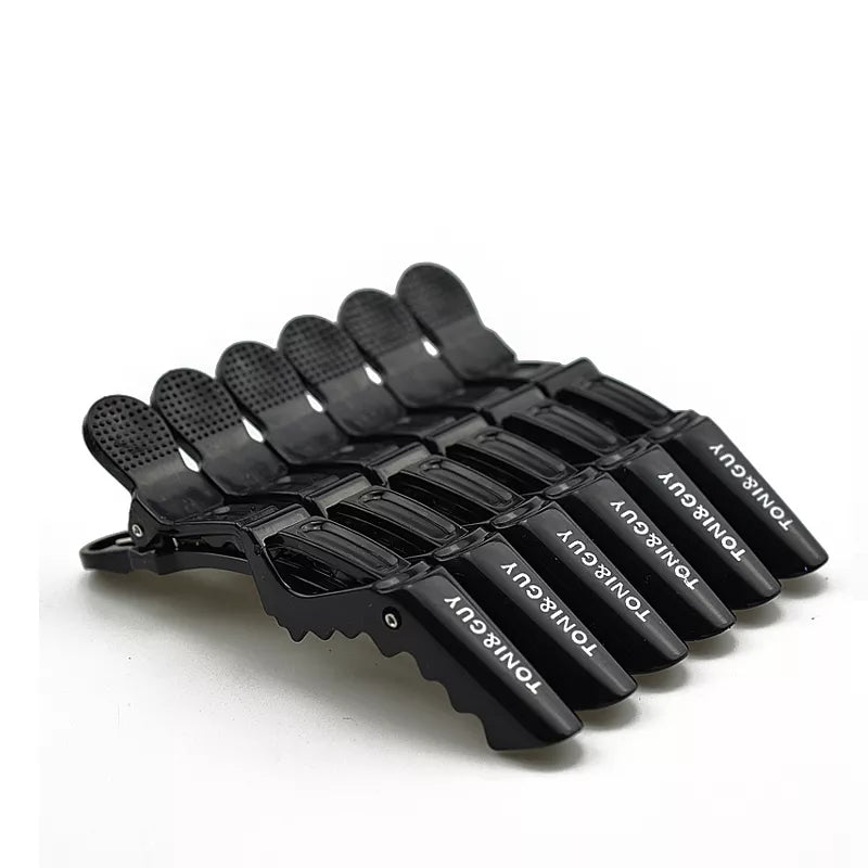 Pack de 6 pinces crocodile noires 10cm