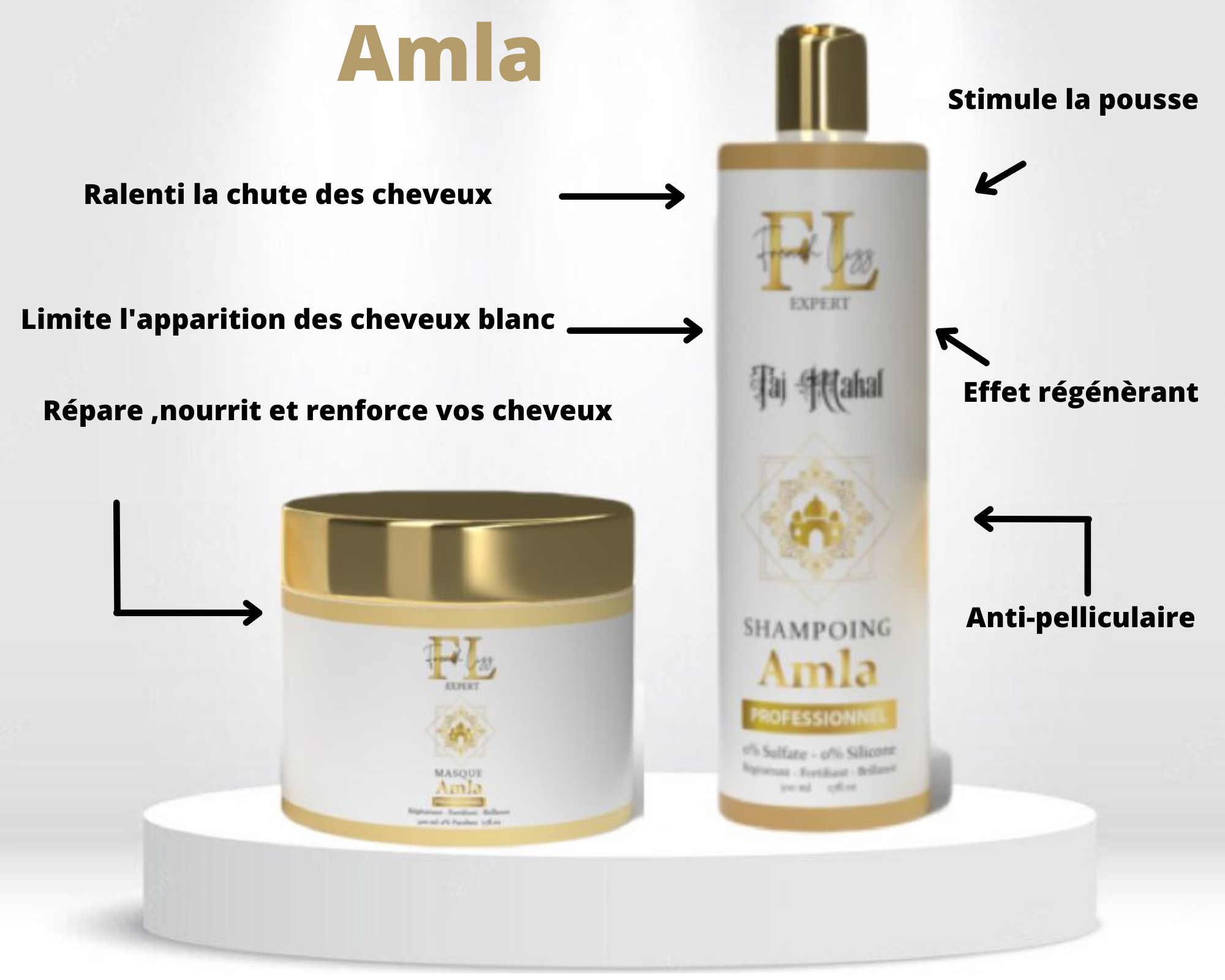 Soins Pour Cheveux<br /> French Lizz Amla huile indien soin sans sulfate 3 produits