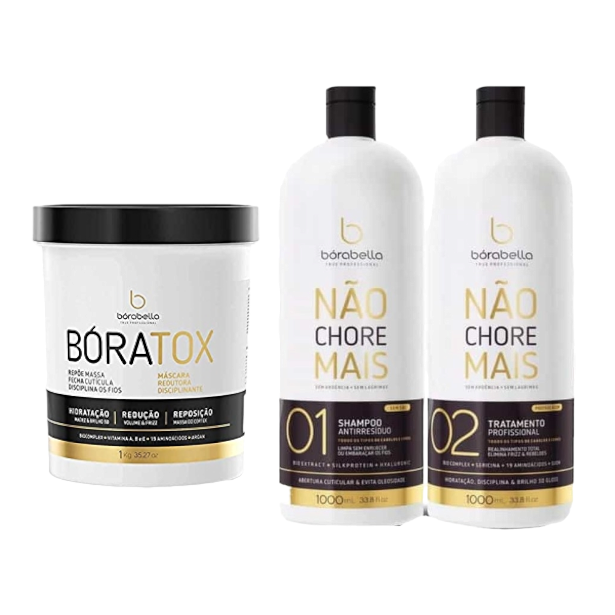 Kit Lissage Brésilien Não Chore Mais & BTX Borabella 2x1L + 1kg | BioComplex Sans Formol
