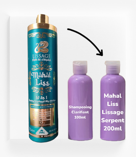 Lissage Indien à l'huile de  Serpent - Mahal Liss 200ml + shampoing préparation offerte