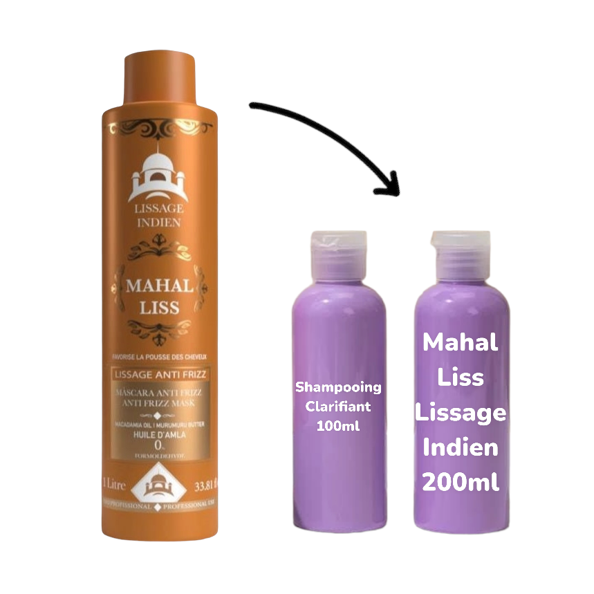 Mahal liss lissage indien kit 200ml + 50ml de shampooing préparation